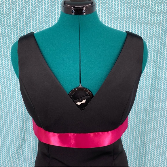 After Six Black Satin Sleeveless Midi Bridesmaid Prom Dress, 10 - Picture 2 of 16